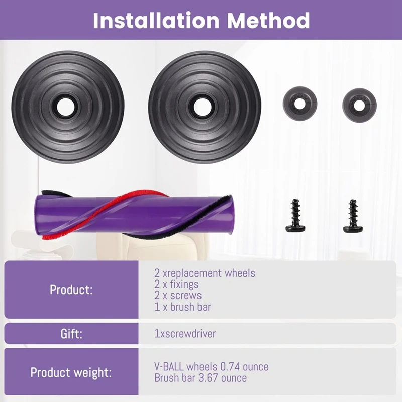 JDZD-Ball Wheel Roller Brush Kit Replacement For Dyson V10 SV12 Vacuum Cleaner  Parts,For Direct Drive Motor Head