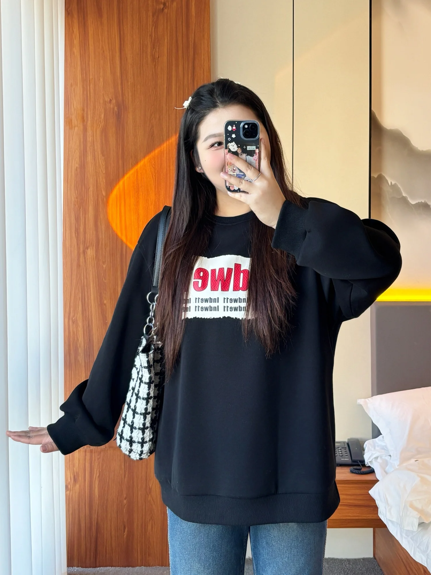 

Женская флисовая толстовка больших размеров с капюшоном, свободный крой, скрывающий живот, модный зимний топ для повседневной носки, смесь хлопка и полиэстера