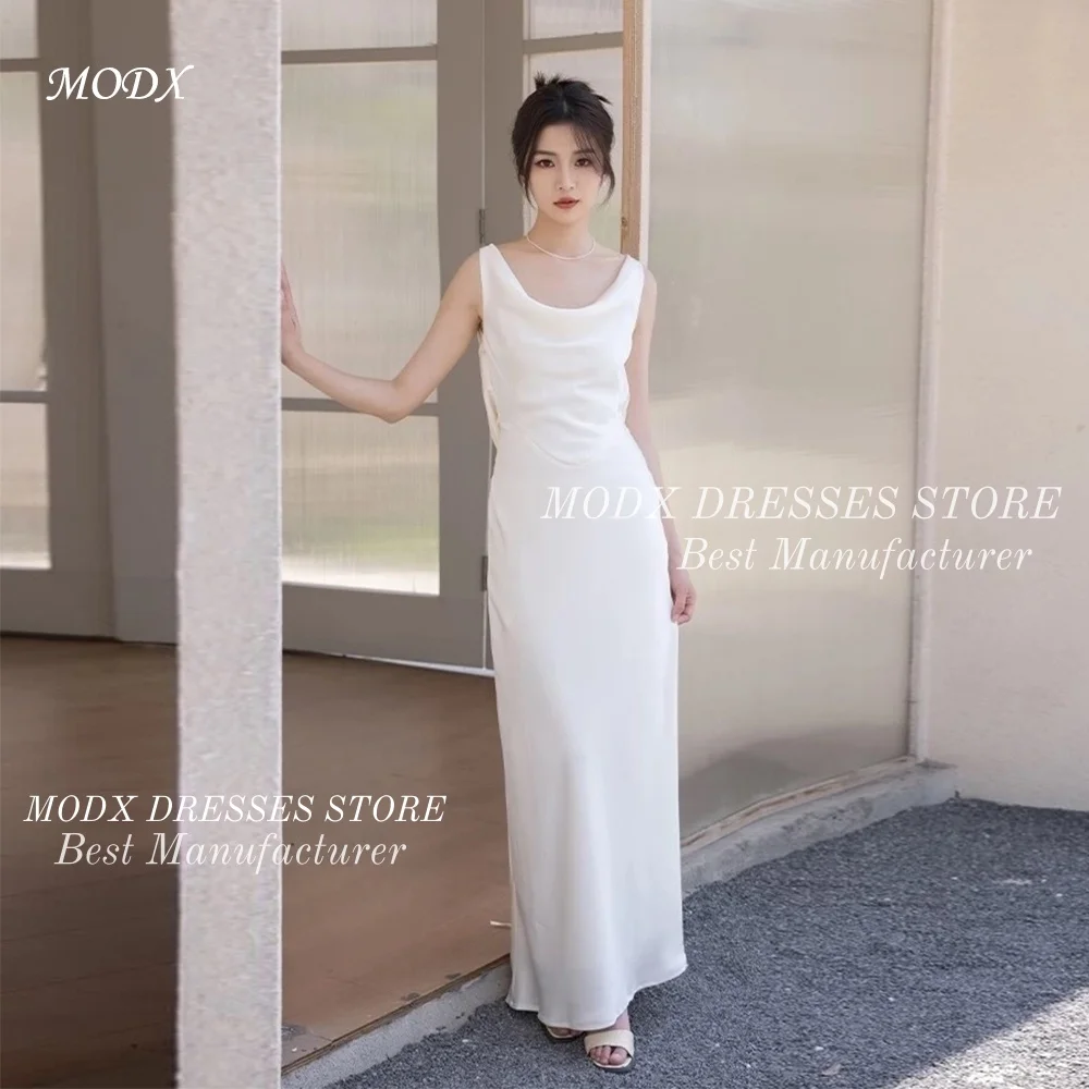 

MODX 2026 Simple Scoop Collar Sleeveless Korean Wedding Dress Chiffon Bridal Gown for Photo shoots Customized Vestidos Novias Bo