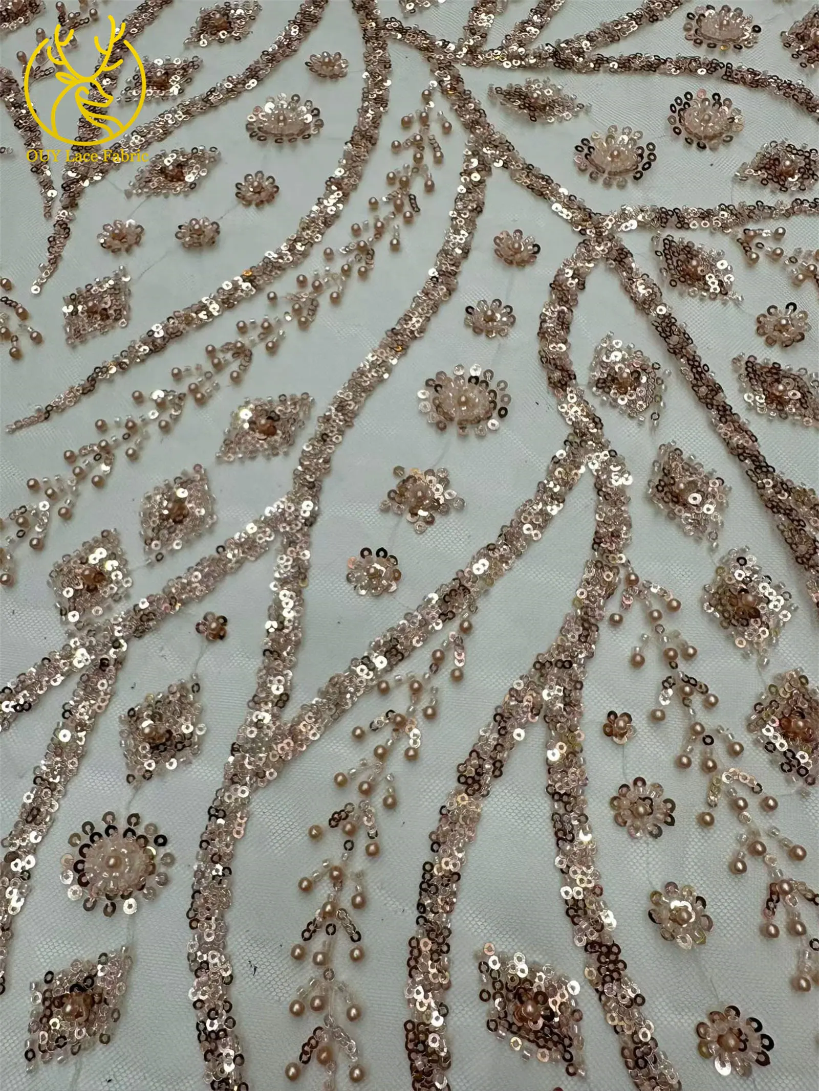 Schwarzer Afrikanischer Pailletten-Perlen-Spitzenstoff 2026 Modischer Nigerianischer Pailletten-Tüll-Spitzenstoff für Hochzeitskleider 5 Yards – Detail 12