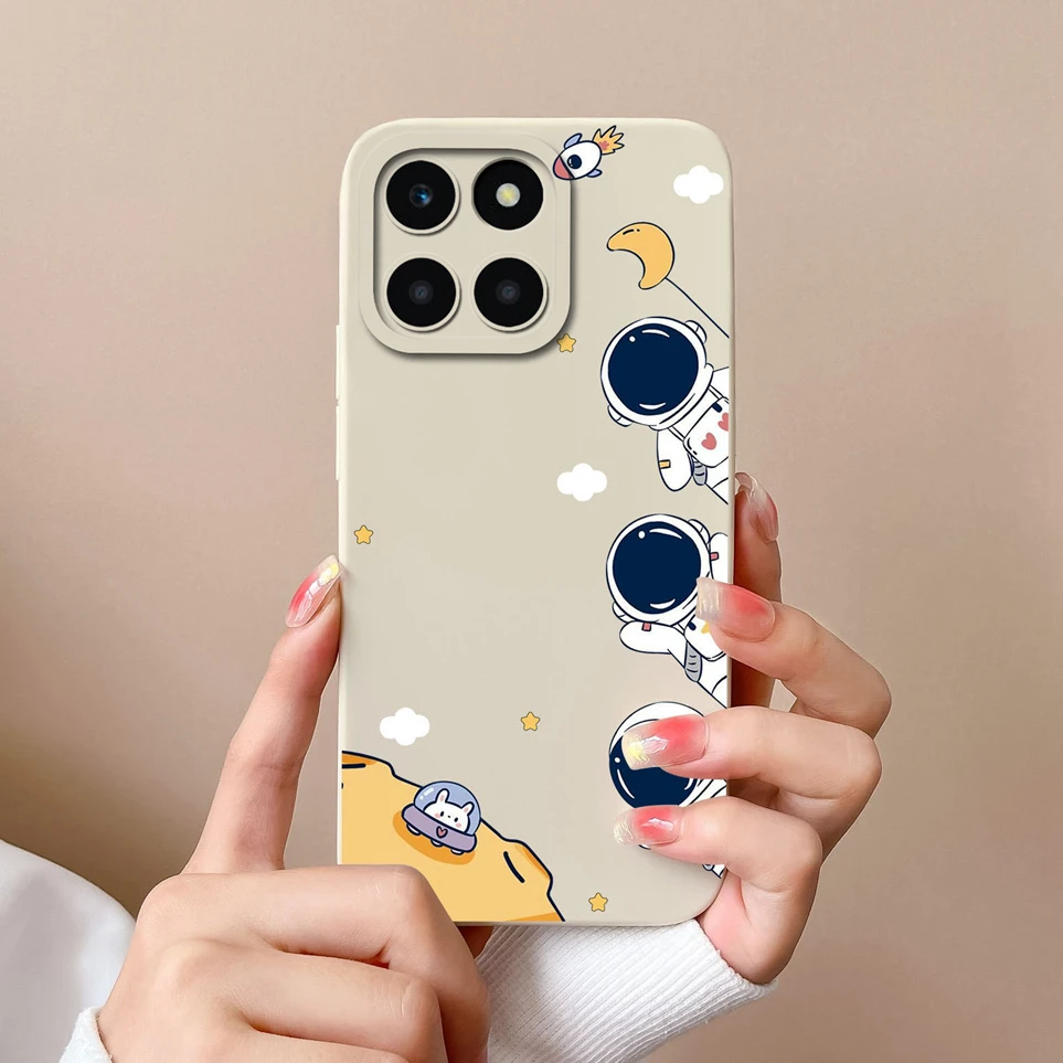 Cover For Huawei Honor X6A Cartoon Space Astronaut Soft Silicone Liquid Case Camera Protection Coque For Honor X 6A 6.56" Fundas