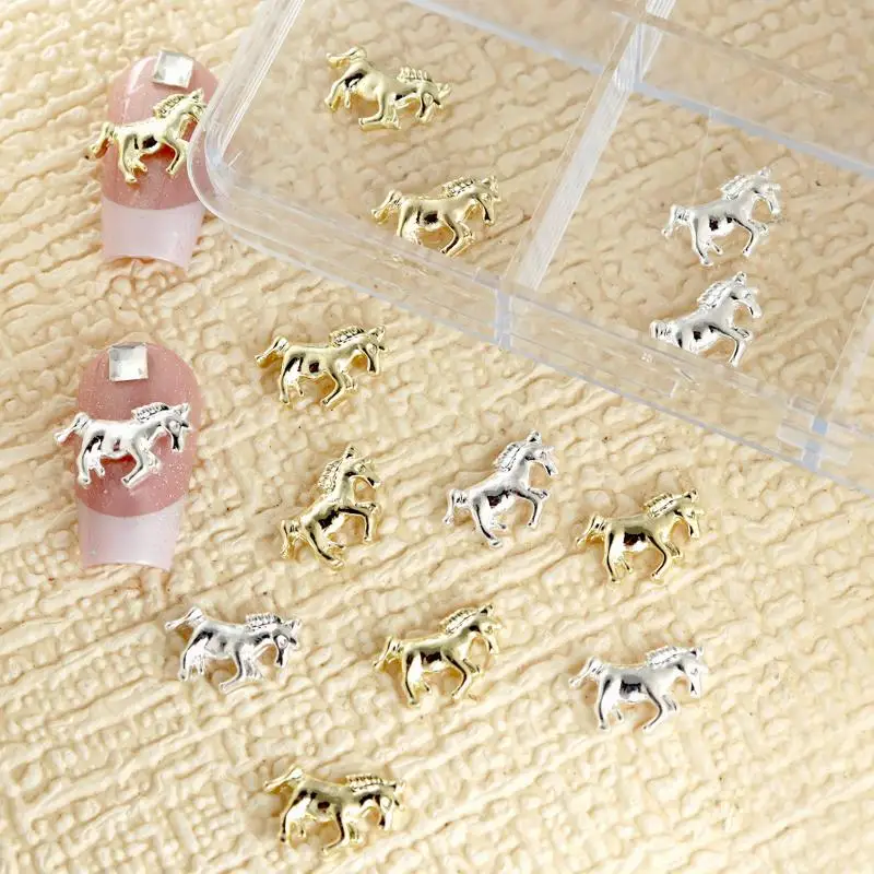 20Pcs Minimally Designed Three-dimensional Horse Nail Decor Alloy Nail Art Charm Manicure Decoration Accessories
