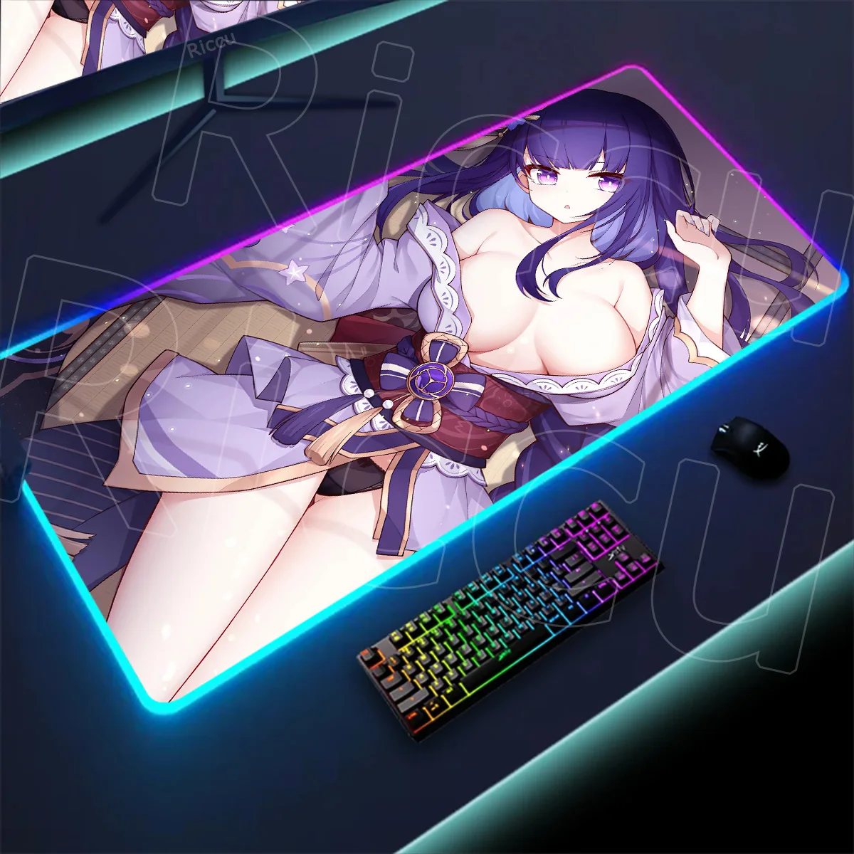

Gaming Genshin Impact Sexy Girls RGB Mouse Pad Laptop PC Game Mousepad Non-slip Rubber Keyboard Desk Mat Yae Miko Raiden Shogun