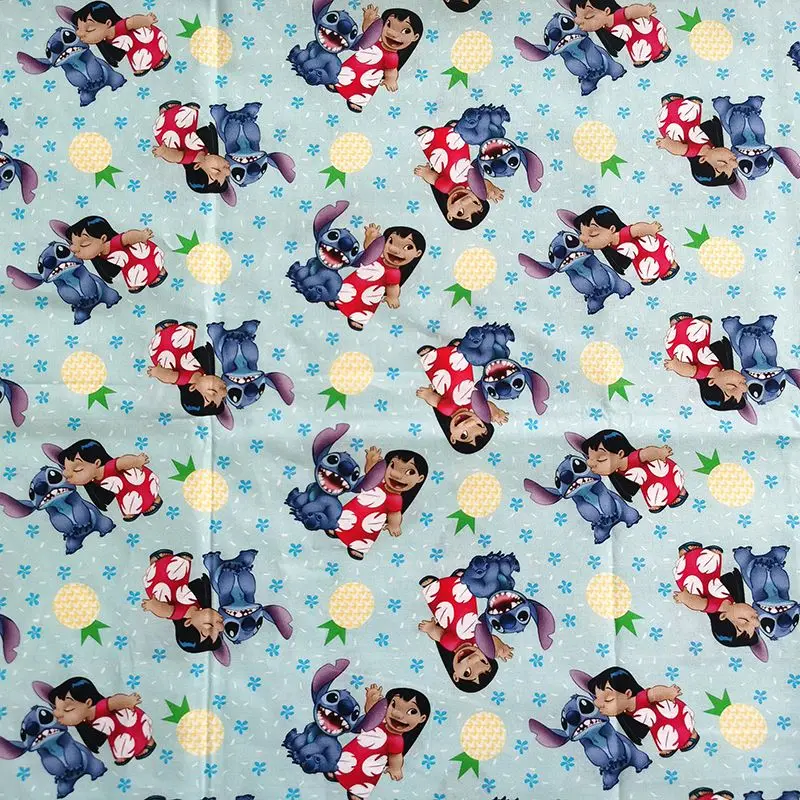 Width 1.1 Meter Disney Stitch Fabric Cotton For Sewing Kids Clothes Textile Tissue Patchwork Quilting DIY Needlework Material