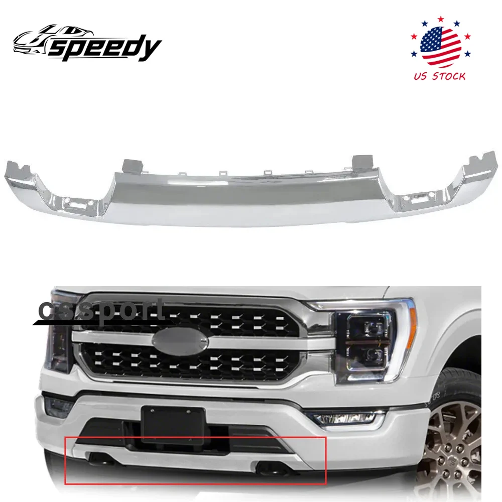 

Silver Front Bumper Lower Molding Trim Valance Chrome For Ford F150 2021-2023