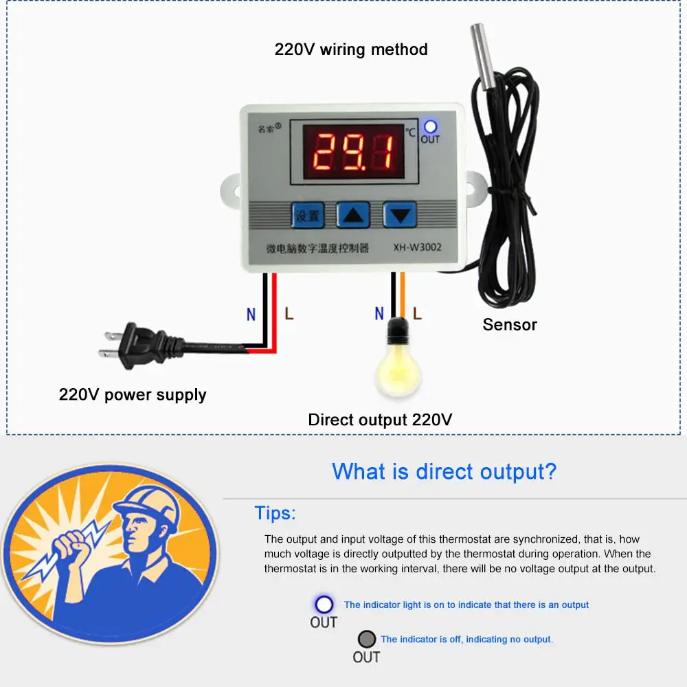 LED 디지털 온도 컨트롤러 온도조절기 조절기, 온도 제어 스위치, W3002, STC-3008, W3230, 12V, 24V, 220V, 110-220V