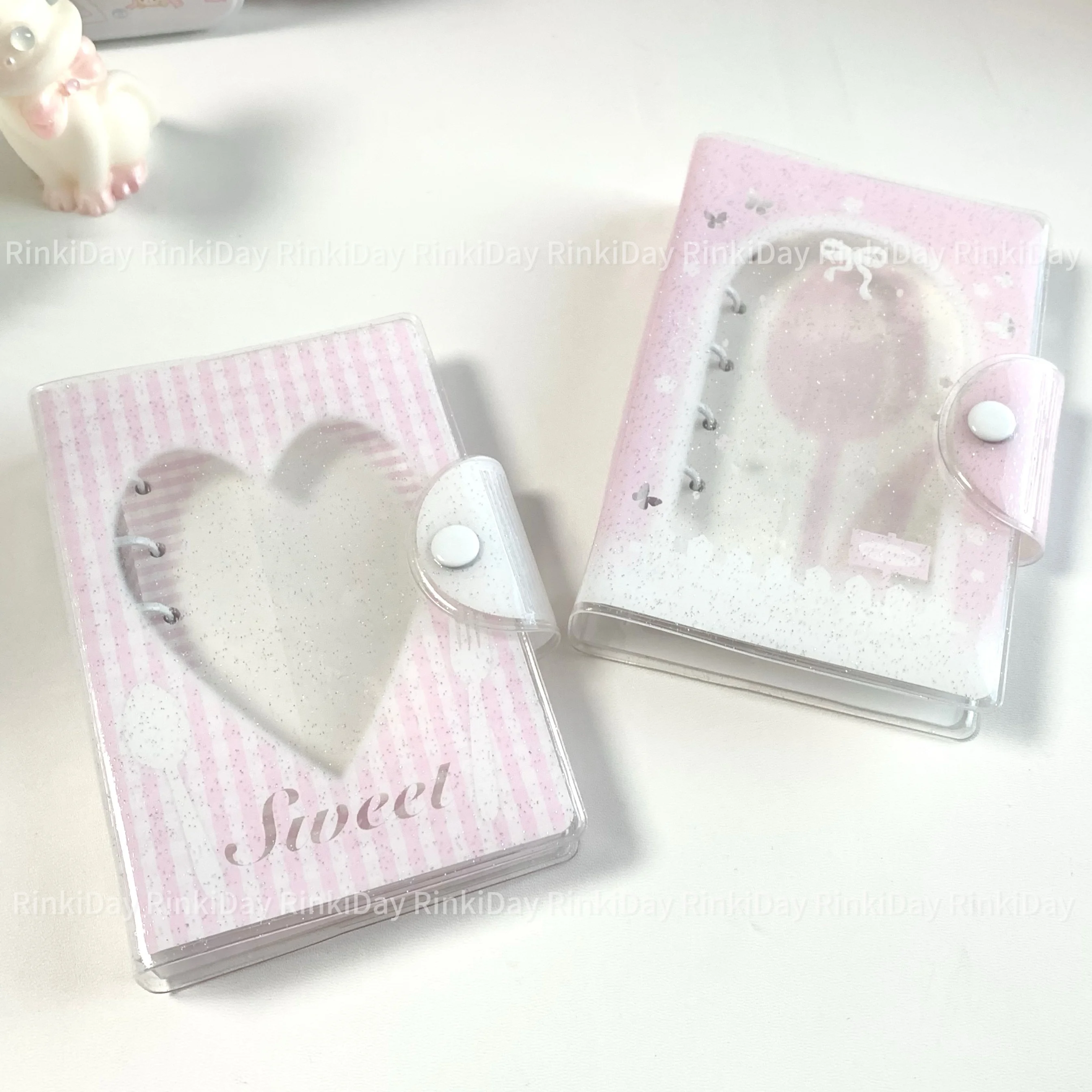 Cute Pink Tulip A7 Binder Girl's Journal Loose Leaf Photocard Collection Book Kpop Stationery