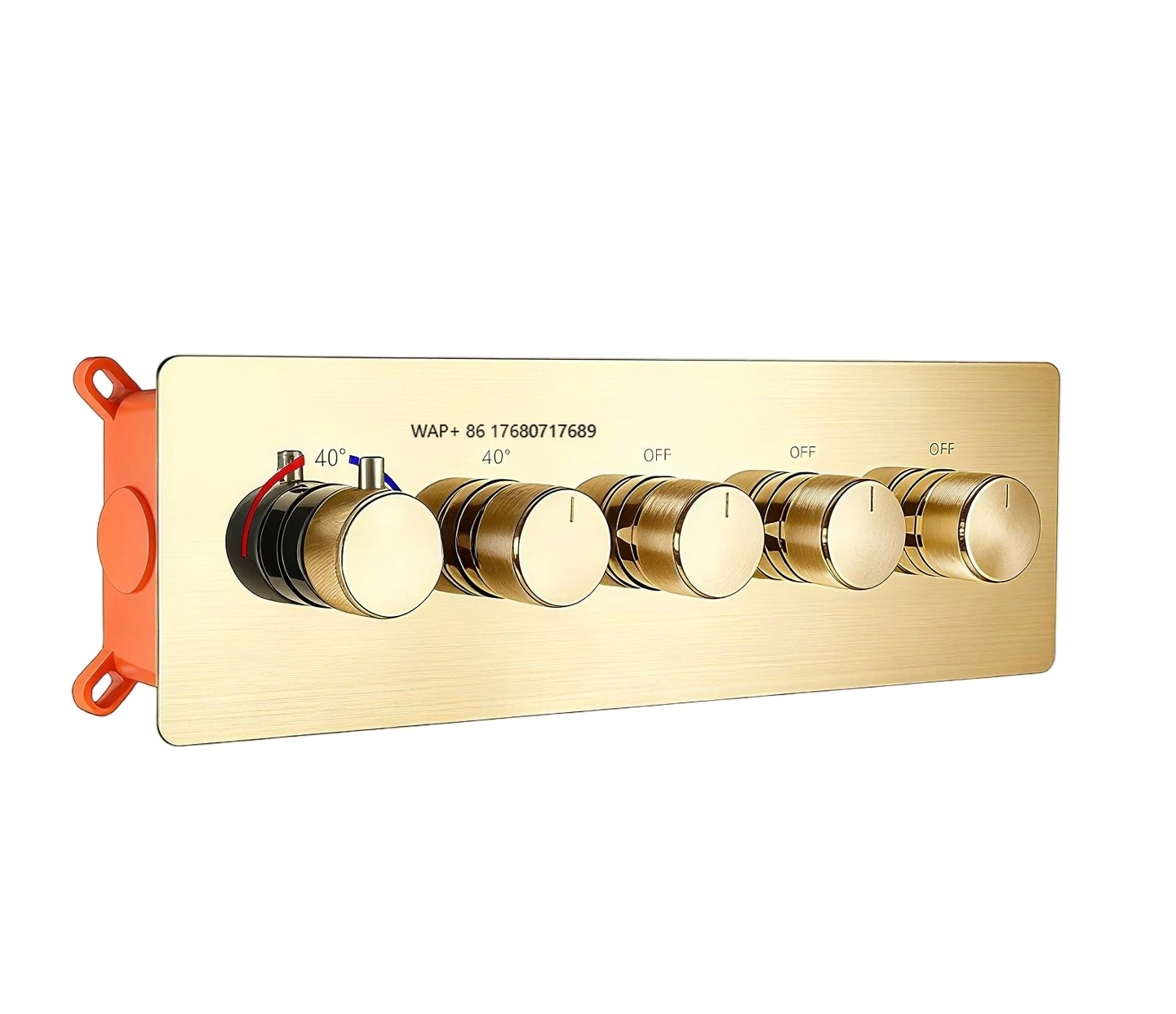 4 Way Solid Brass Brush Gold Shower Diverter Valve Thermostatic 5 Handle Control Shower Mixing Valve