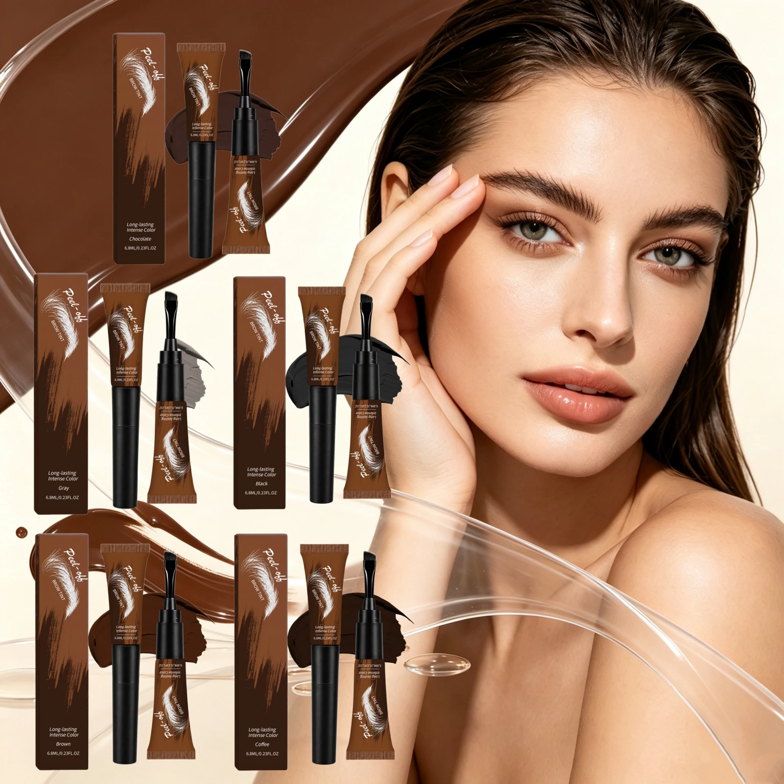 Peel Off Eyebrow Tint Fill Sparse Gaps Waterproof Smudge Proof Natural Look Stain Semi Permanent Tattoo Dye DIY Brow Tinting Gel