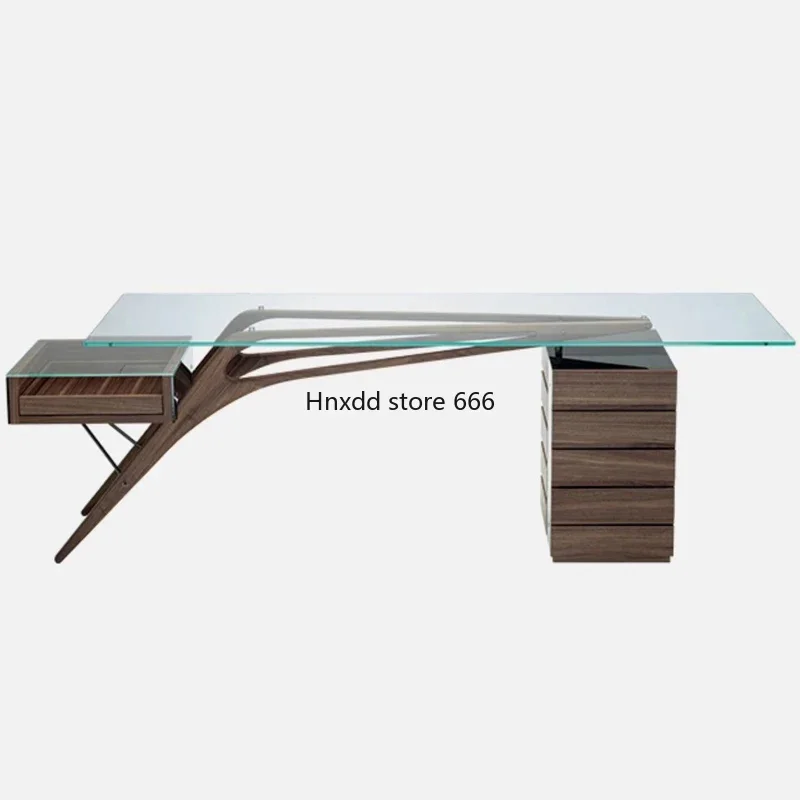 High-grade tempered glass creative light luxury office desk