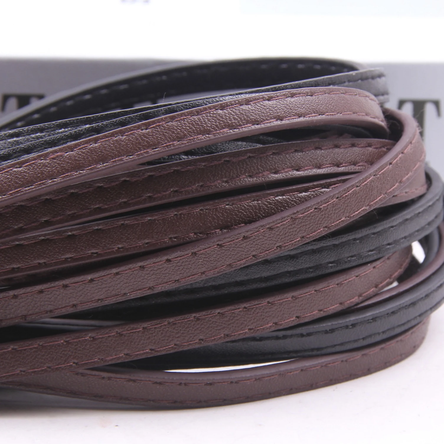 REGELIN 5-10mm Braided PU Leather Strap Findings Flat Leather Cord String Rope DIY Necklace Luggage Bracelet Making