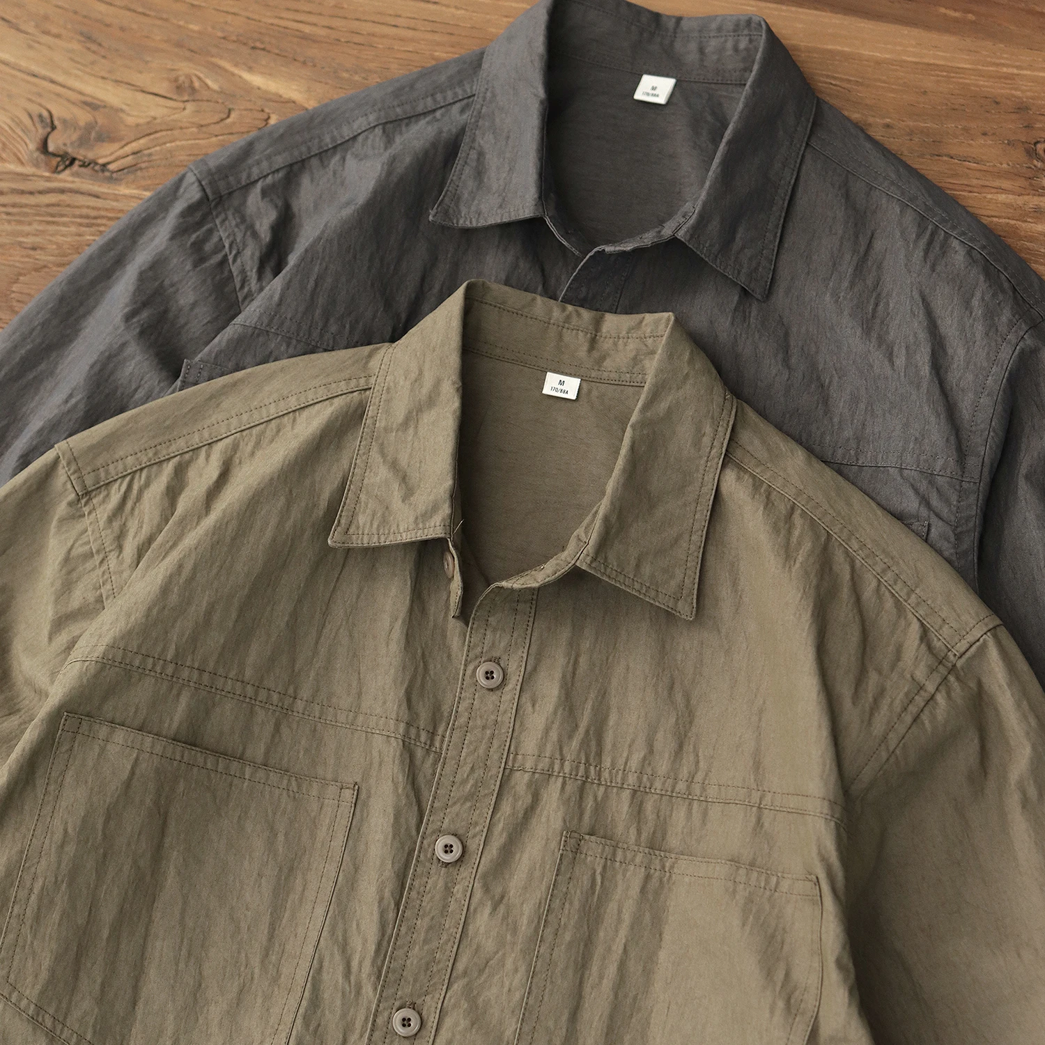 

Texture sense mountain cargo shirt men long sleeve American retro oil wax wash loose casual shirt coat top