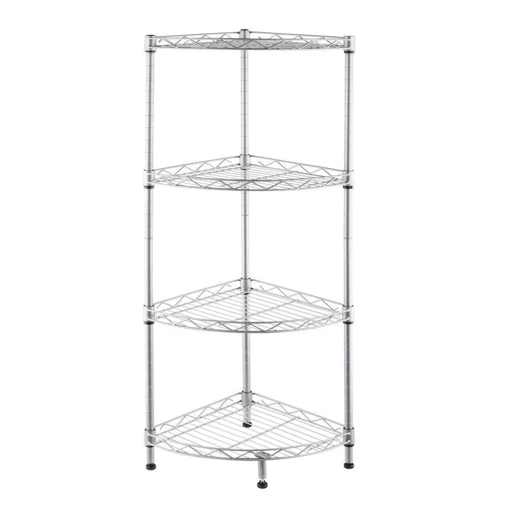 New 4 Tier Corner Shelf Stand Metal Wire Corner Shelving Display Unit Storage