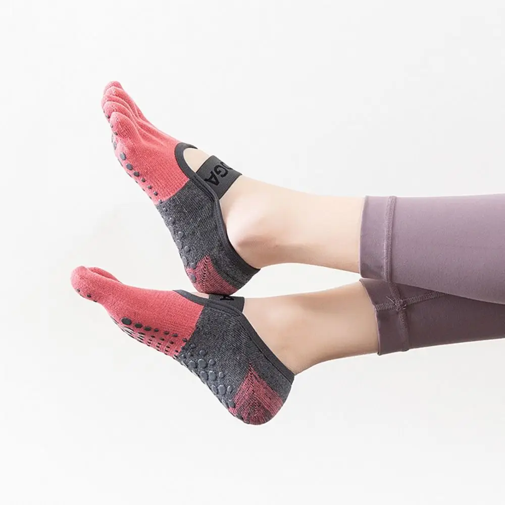 Hollow Low-ankle Ladies Yoga Socks Boat Sock Breathable Five Finger Socks Non-Slip with Elastic Band Pilates Socks Fitness