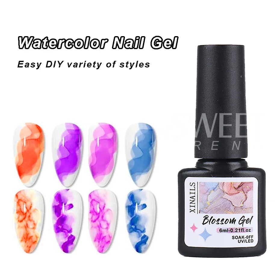 Esmalte de Gel floreciente transparente UV LED Soak Off, esmalte de uñas de 6ml para efecto de extensión de flores, esmalte de uñas de mármol, barniz de pintura en Gel