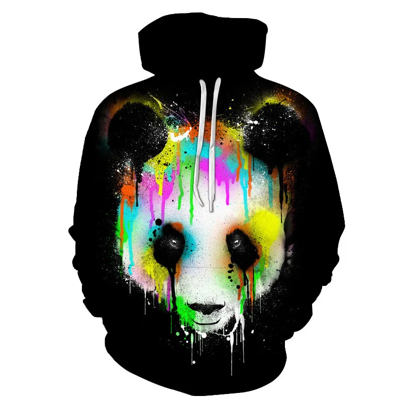 

Men Women Fashion Art 3D Animal Graphic Hoodies Spring Autumn Simple Clothing Black Hoodie Creativity Panda Horse Casual Coat