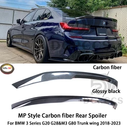 For BMW 3 Series G20 G28&M3 G80 MP Style Carbon fiber Rear Spoiler Trunk wing 2018-2026 Carbon fiber Glossy black