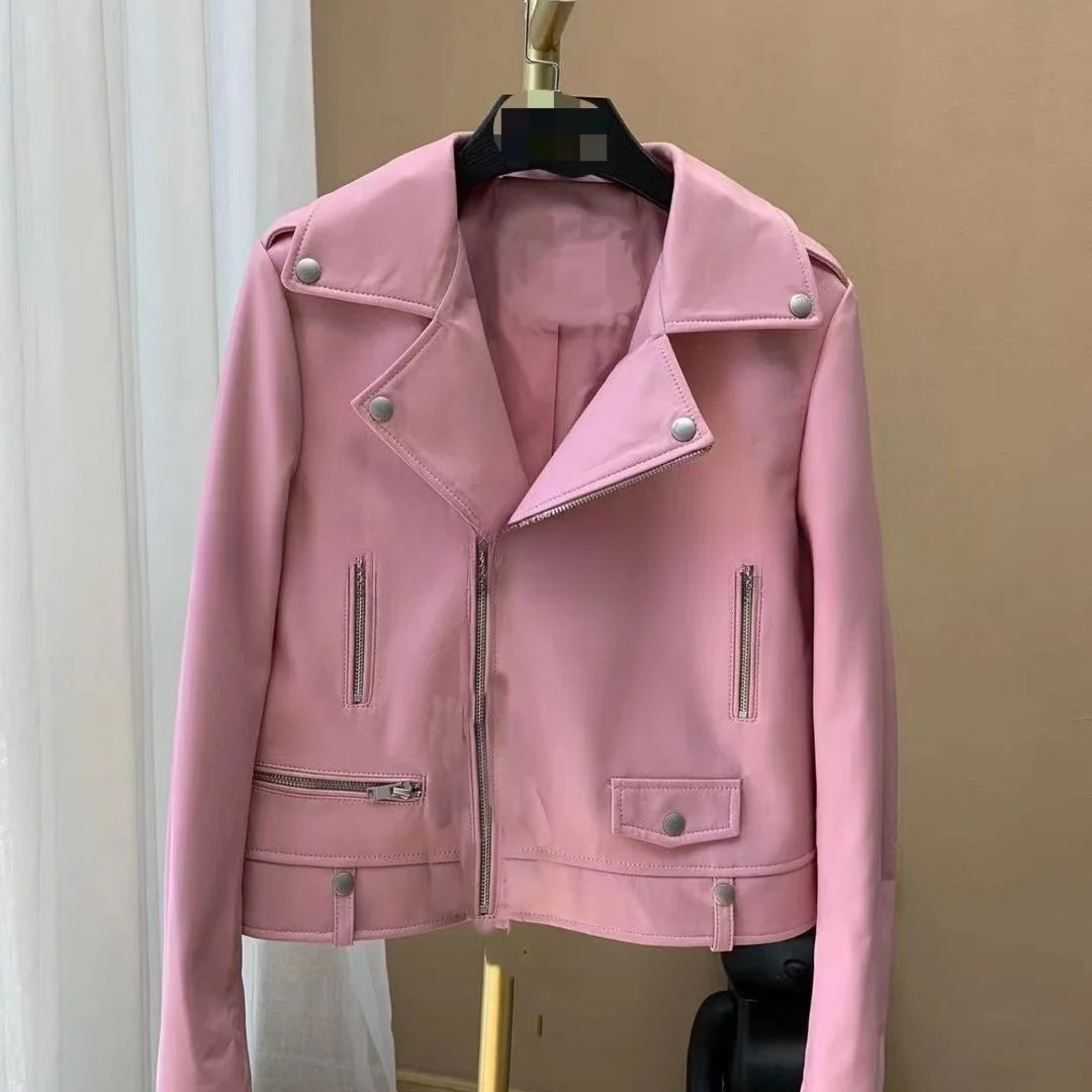 Chaqueta de piel sintética blanca para mujer, prendas de vestir Punk de Pu suave para oficina, primavera y otoño, chaqueta de cuero de Motor informal