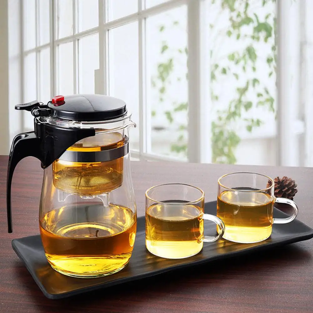 Heat Resistant Glass Teapot Puer Kettle Tea Infuser Chinese Kung Fu Teawear One-click filtering Tea Pot Coffee Pot Home Teaware