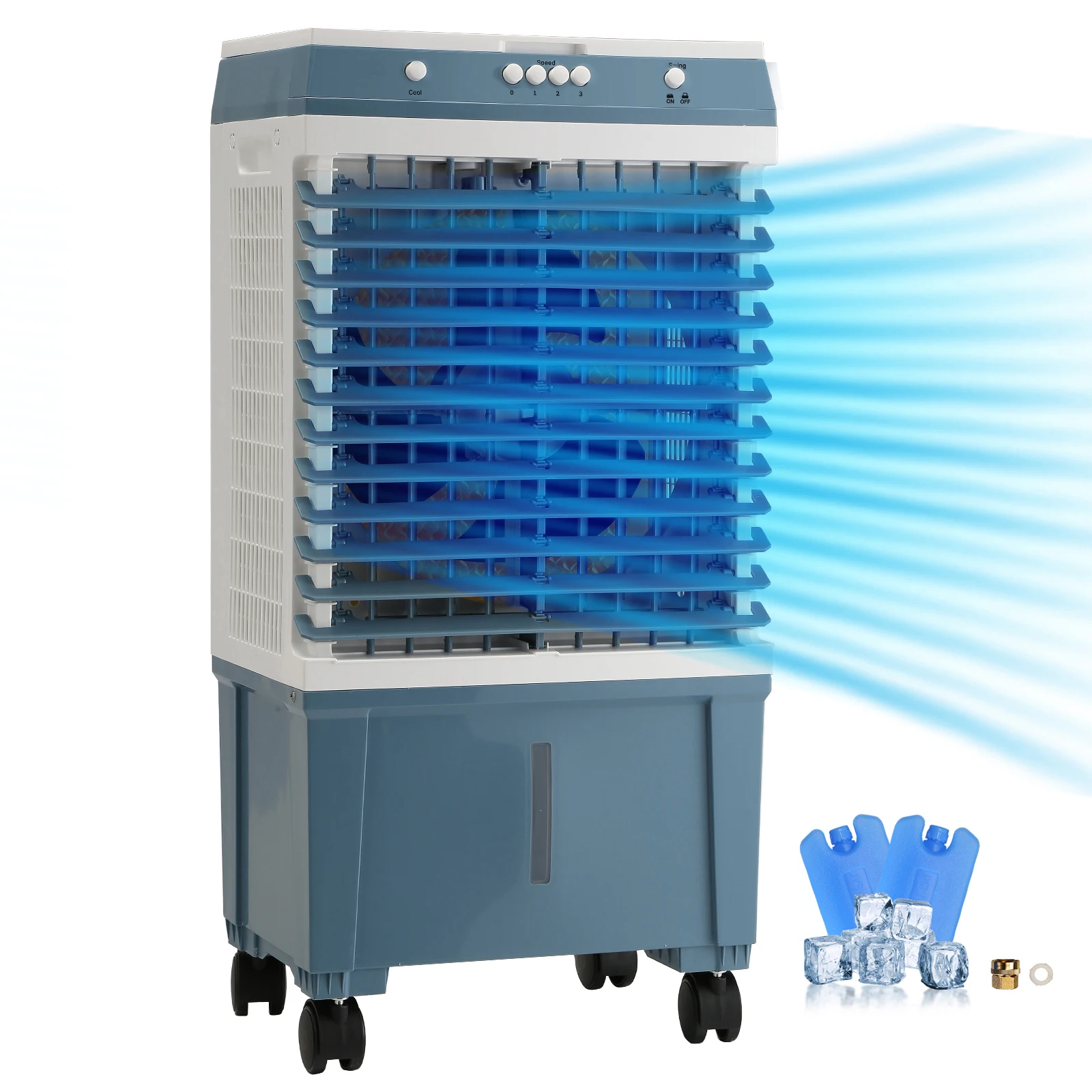 Evaporative Air Cooler Oscillating Swamp Cooler with Adjustable 3 Speeds and 12 H Timer Portable
