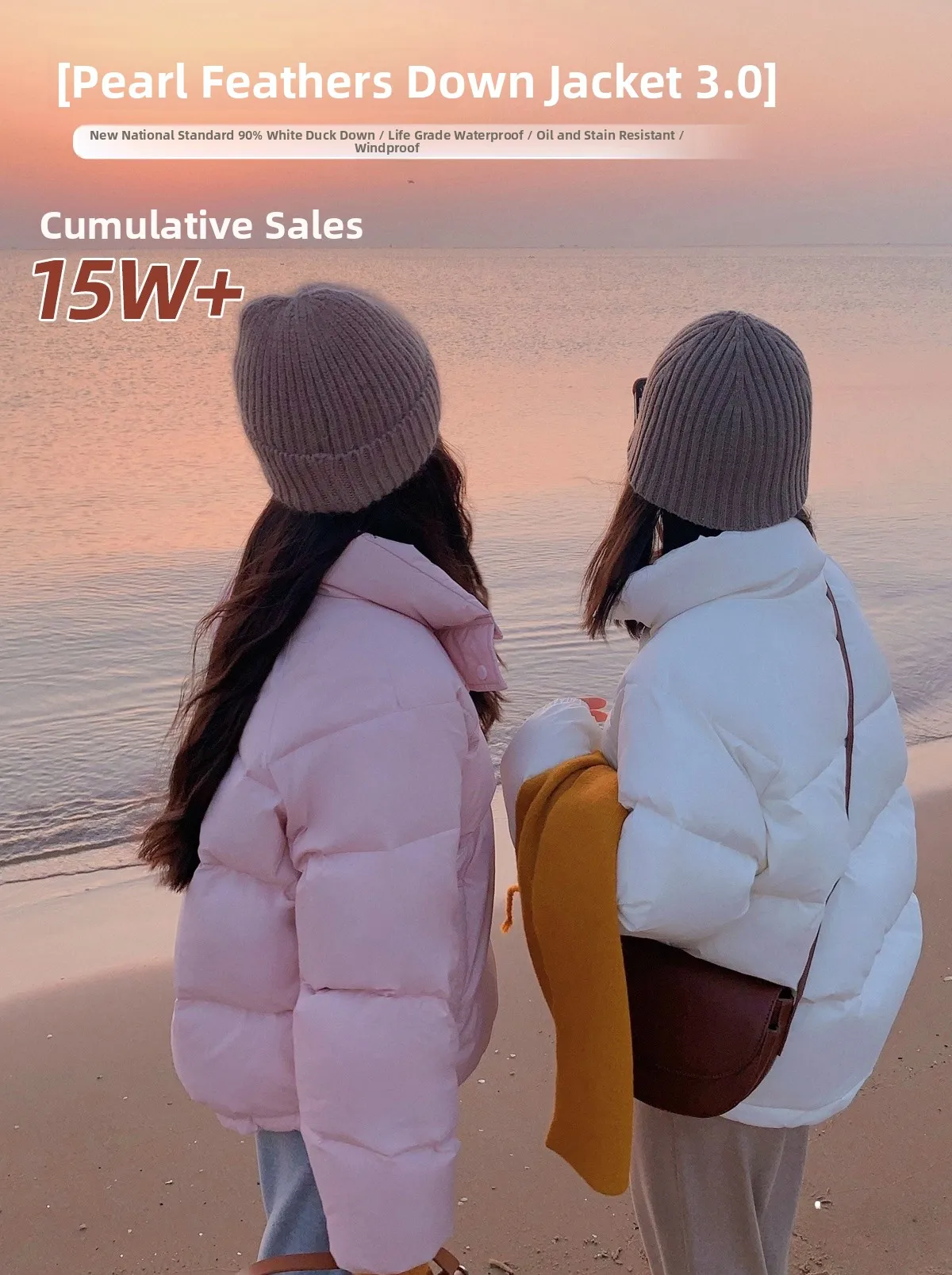 

nini Women's ort Puffer Jaet 30 Pink Du down Coat Slimming Sle Winter Casual Faion Warmth Guaranteed