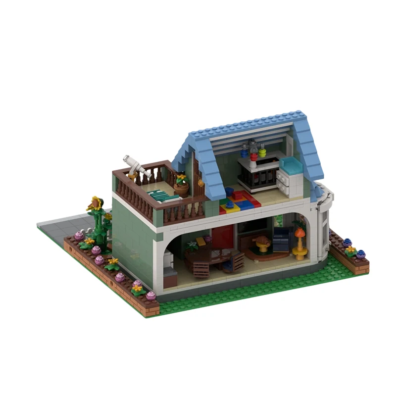 

1112PCS MOC-240693 Cozy Sunflower Cottage City Street View House Villa Model Building Blocks Bricks Creative Assembly Toy Gift