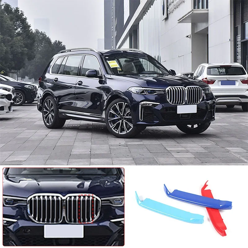 

For BMW X7 G07 2019 2020 2021 2022 Car Racing Grille Strip Trim Clip M Power Performance Car-Styling Accessories 3pcs ABS