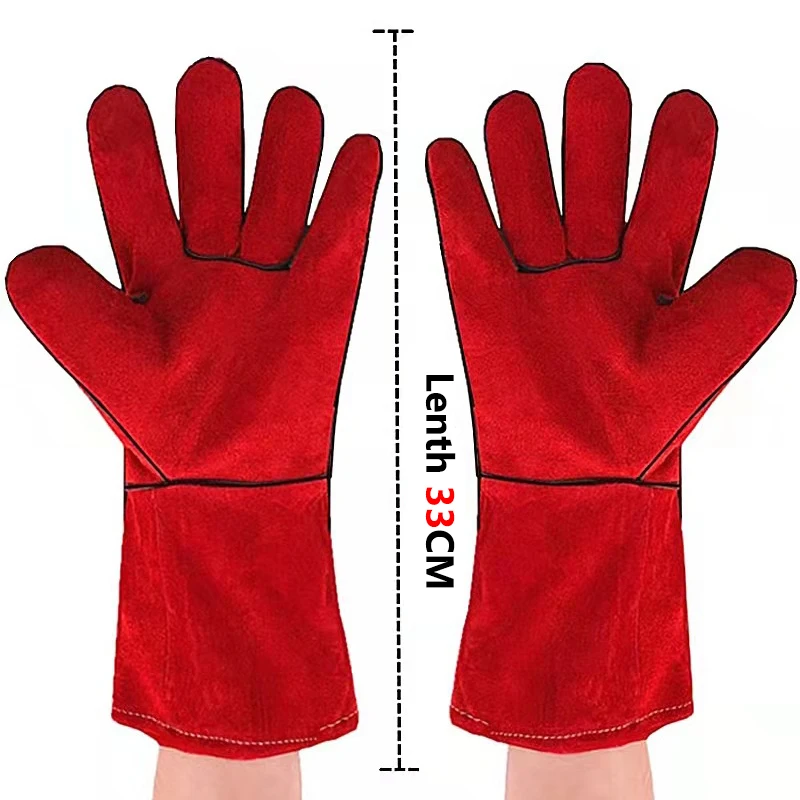 Guantes de soldadura forrados de piel de vaca de doble capa, multifuncionales, resistentes al calor, Mig/Stick/Tig/Grill/BBQ