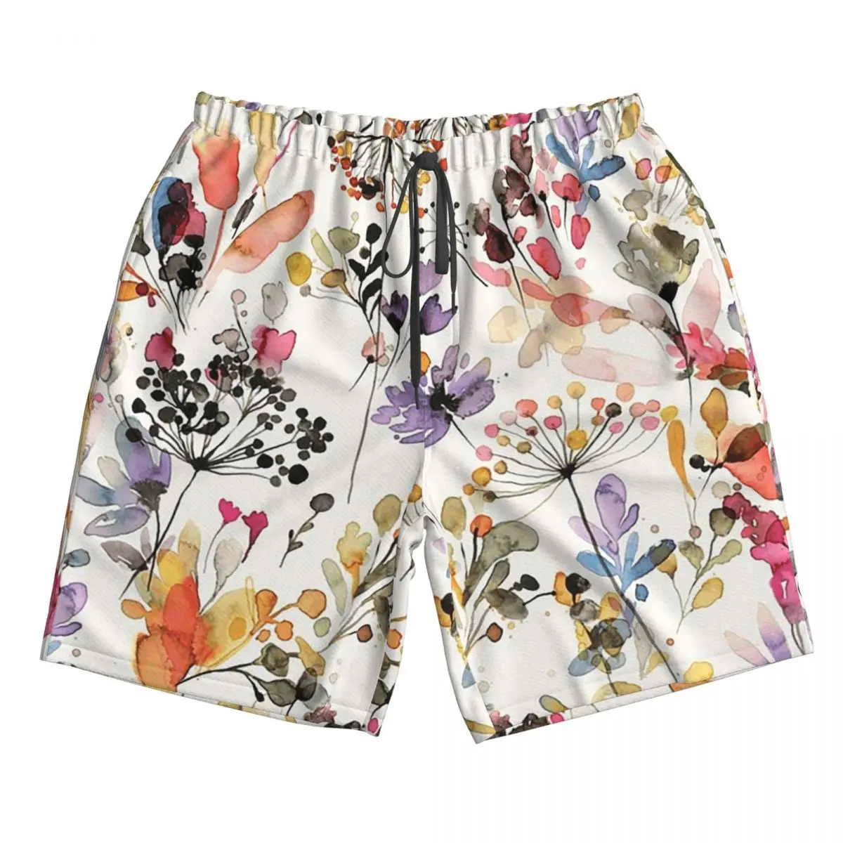 

Wild Flowers And Plants Watercolor - Wild Nature Botanical Print Trunks Beach Board Shorts Casual Quick Dry Summer Men Pants