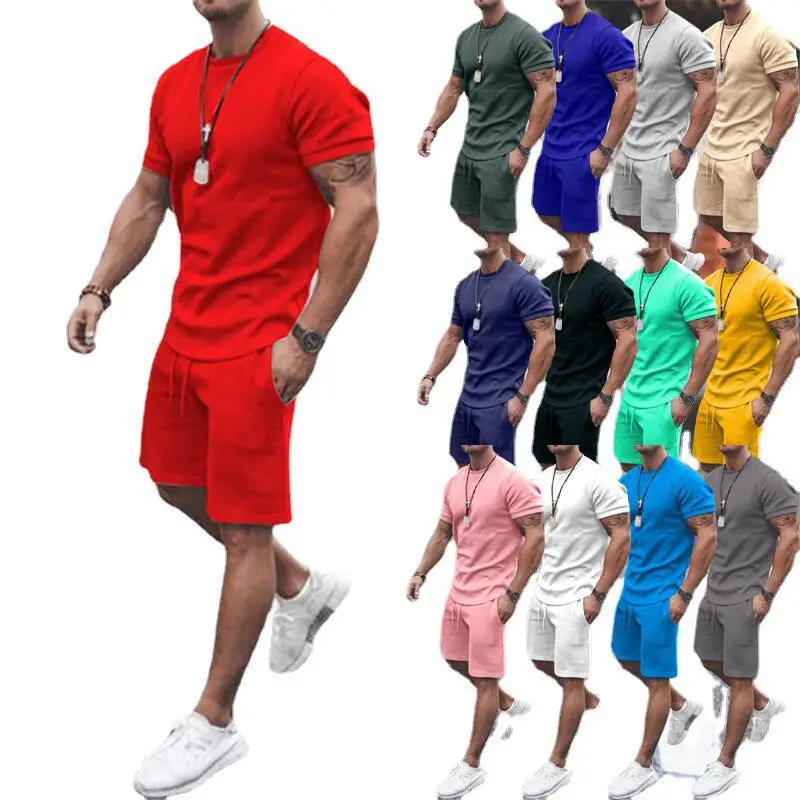 Summer Casual Thin Short Sleeve round Neck T-Shirt And Shorts Set for Teenage Boys Sporty Comfortable Lightweight Outfit
