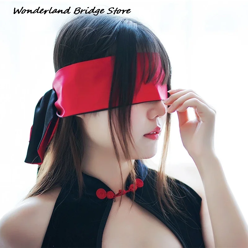 Mascarilla de satén para hombre y mujer máscara de ojos con los ojos vendados, conjunto de juegos sexuales para Cosplay erotic