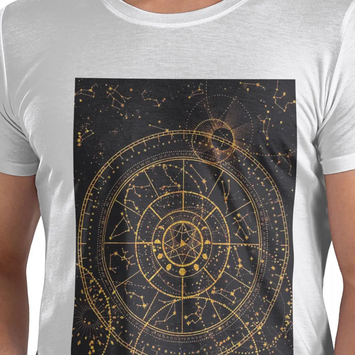 

Golden Celestial Stars Zodiac Constellations (6) 100% Cotton T-Shirt Men's Oversized T Shirts Men Crew Neck Short Sleeve S-6XL