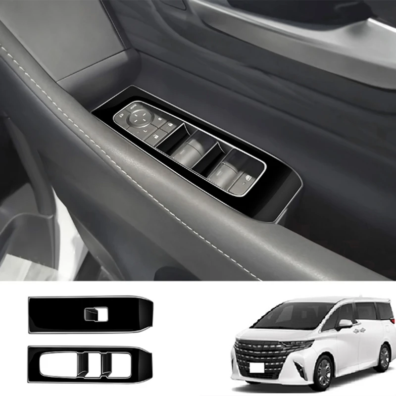 Voor Toyota Alphard 40-serie 2023 + Accessoires Helder Zwarte Deur Armotest Raamlift Schakelaar Cover Glazen Bedieningsdeksel Rhd