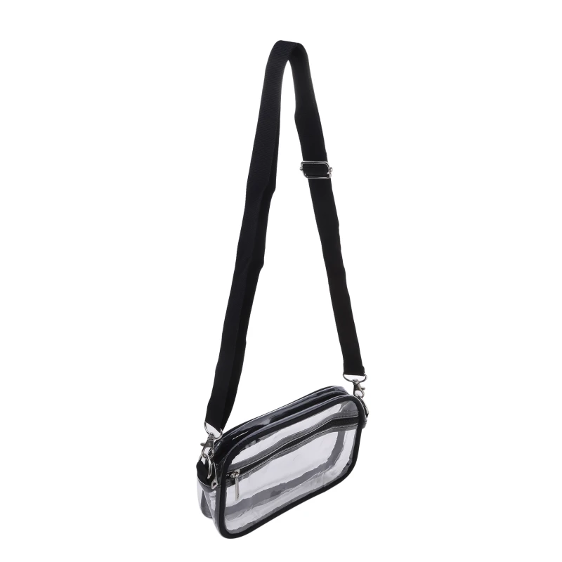 Klare Damen-Umhängetasche, Stadion, PVC, Konzert, transparente Geldbörse, einfache Umhängetasche mit Vordertasche, lässige Handtasche – Detail 3
