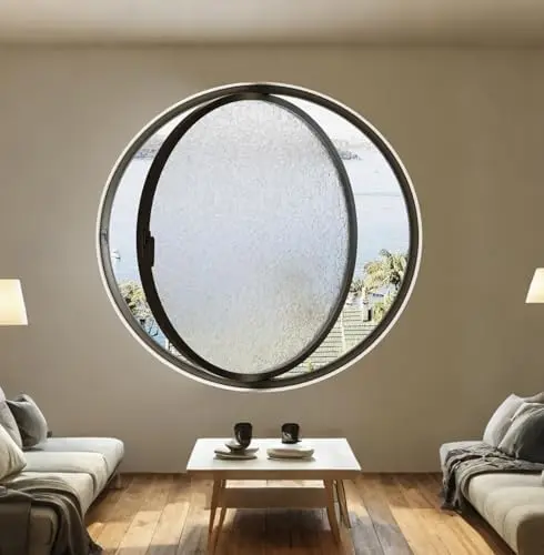 

19.7" Black Porthole Window with Tempered Glass, 360° Rotating Sliding Vent for Bathroom/Kitchen/Bedroom