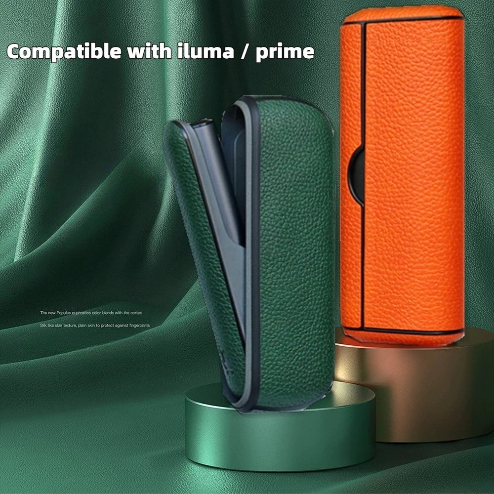 Compatible with Iqos Iluma I Prime Case, Lychee Print Leather Sleeve Suitable for Iluma/Prime Cover Soft Shell Anti-drop Scratch