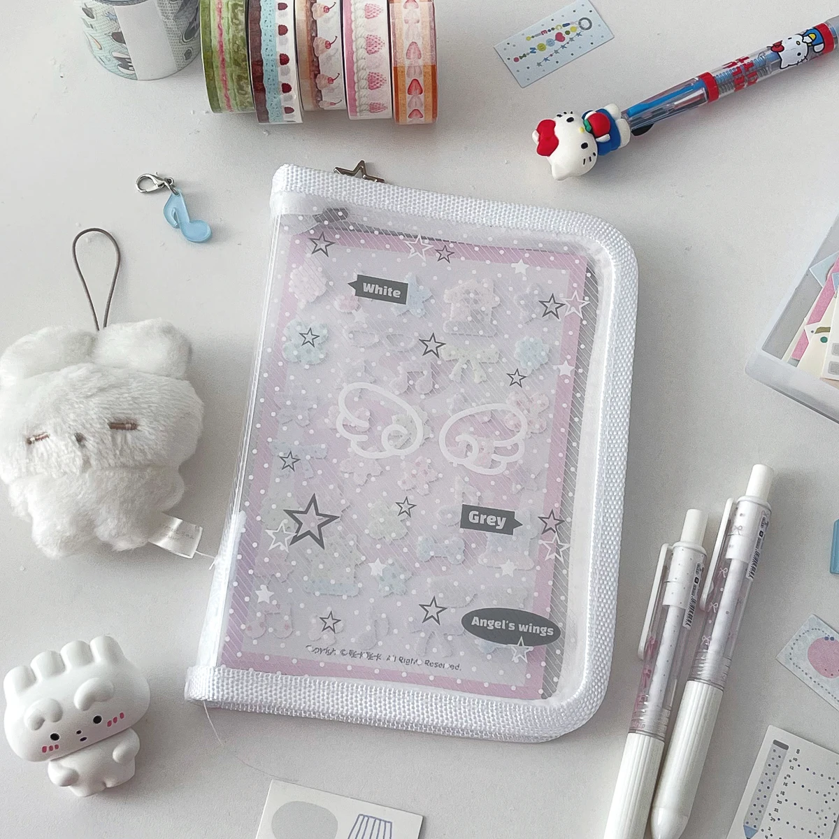 Cute A6 Stationery Storage Folder File PP Twill Zipper Pouch Document Bag Zip File Folder School Office Supplies