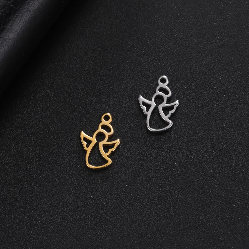 5pcs/Lot Hollow Angel Charms For Jewelry Making Stainless Steel Necklace Earrings Tiny Charm Diy Bracelet Pendants Accessories