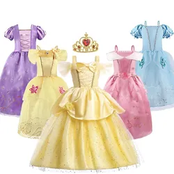 Little Girl Cinderella Dress Rapunzel Belle Halloween Costume Kid Birthday Party Christmas Fancy Evening Dress 2-10 Years