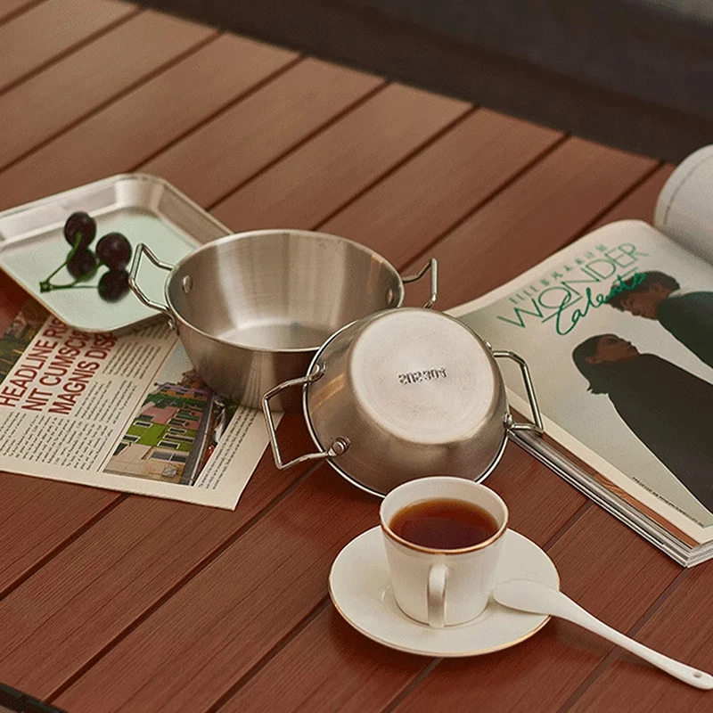 Olla de arroz y mariscos de acero inoxidable, sartén Paella para cocinar en casa, platos para Picnic, utensilios de cocina, cacerola, ollas secas con mango para Cocina