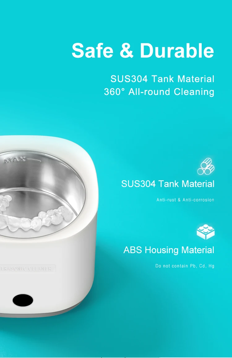 STLF  New 25W Portable Ultrasonic Cleaner Jewelry Dentures Use Super Strong Cleaning Effect Low Noise Electric Power