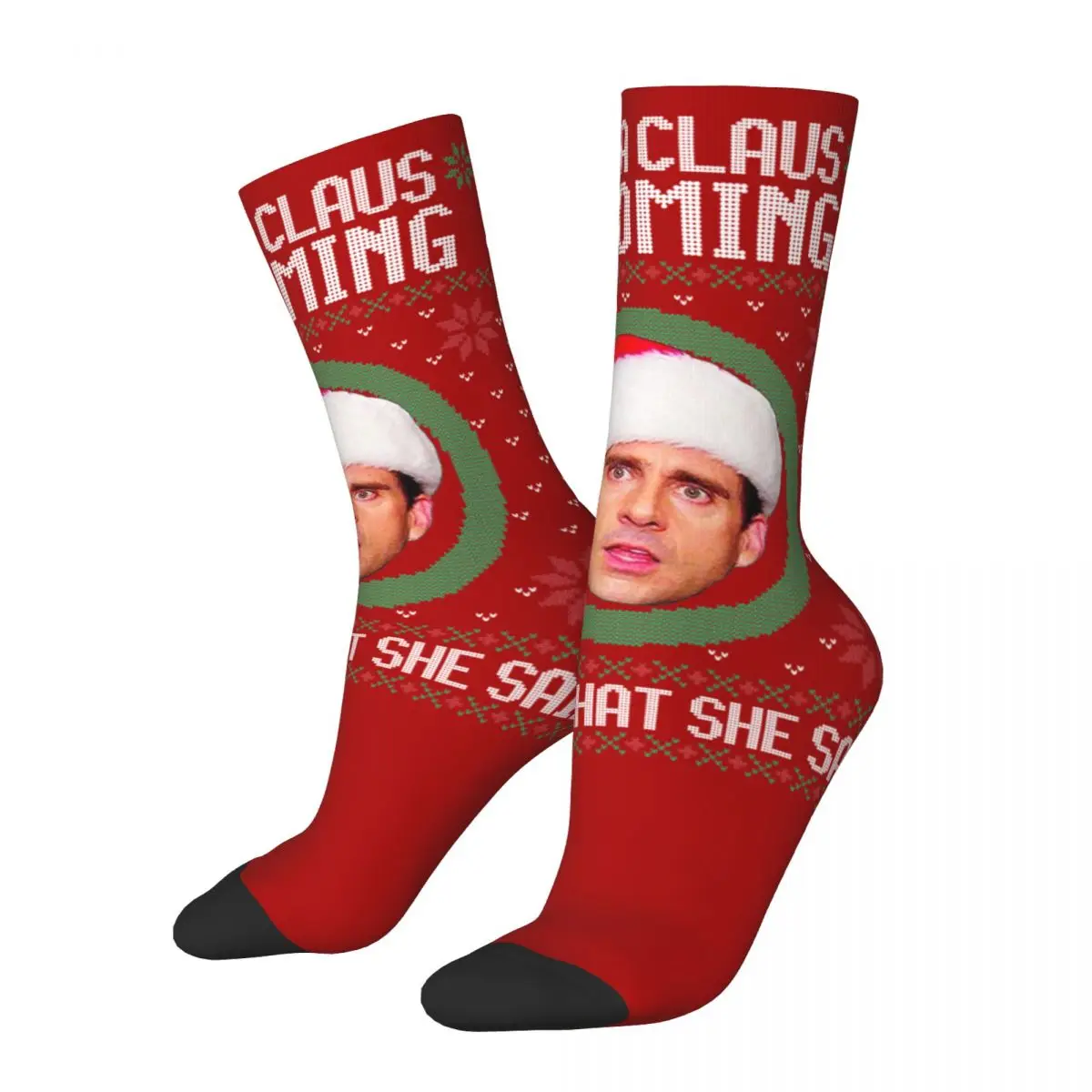 

Autumn Winter Hip-hop Women Men The Office Santa Claus Is Coming Socks Michael Scott Sweat Absorbing Football Socks
