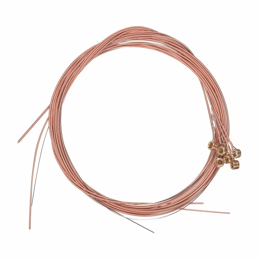 Durable Copper Alloy Folk Guitar Strings Red Copper Color Guitar String Set Copper Alloy Strings Acoustic Music Practice