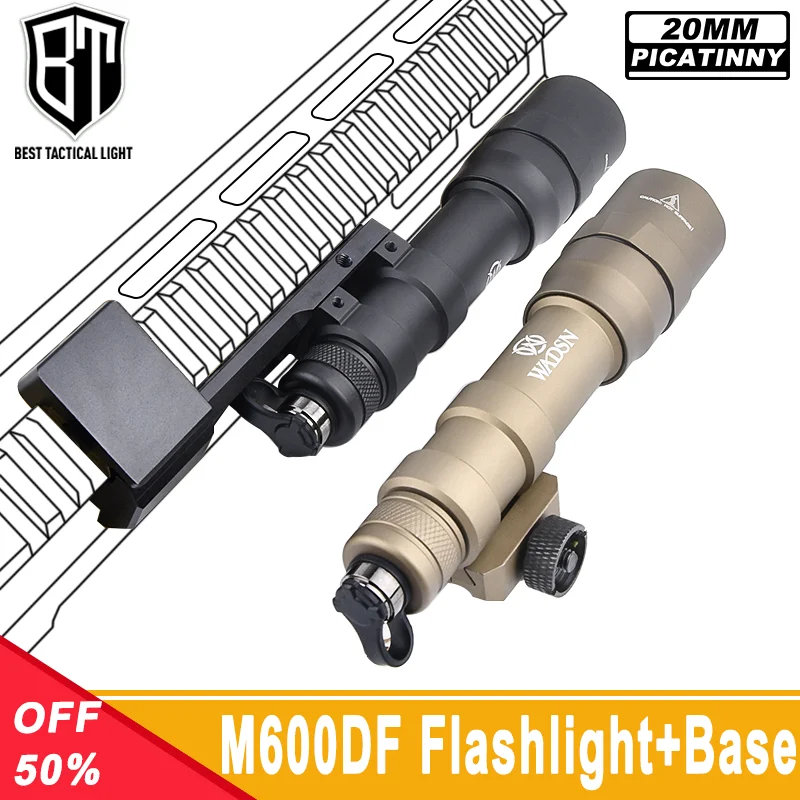 

WADSN SF M600 M600DF Hunting Flashlight 1400lumens White LED Light Offset Mount Base Fit 20mm Picatinny Rail Airsoft Accessories