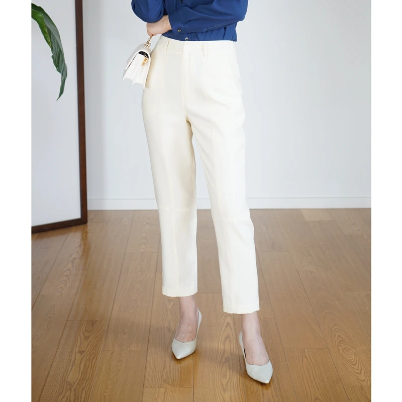 

Женские брюки-карго из шелковистого хлопка, облегающие, цвета нуга, девятиметровые, для весны и осени, для повседневной носки, K096, с высокой талией