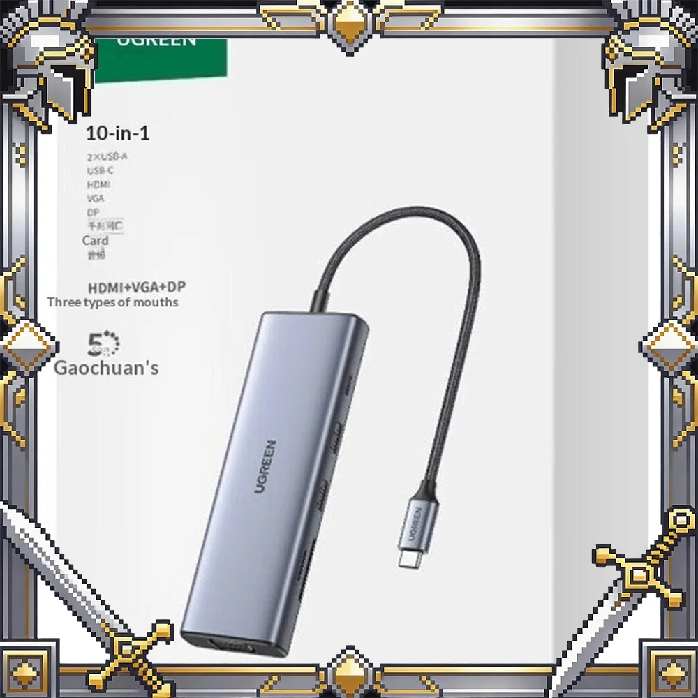 UGREEN 90887 USB-C Hub 10-in-1 HDMI DP VGA Gigabit Ethernet USB 3.0 SD TF 3.5mm Audio Multiport Adapter for Laptop