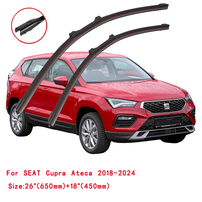 For SEAT Cupra Ateca SUV KH7 2016 2017 2018 2019 2020 2021 2022 Yellow Red Wipers Double Rubber Winshield Wiper Blades