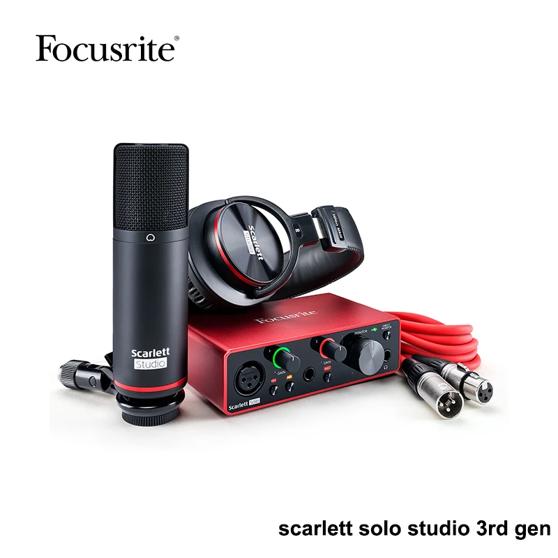 Focusrite Scarlett Solo Studio 3-го поколения, USB-интерфейс для гитариста, вокала, производителя с конденсаторным микрофоном