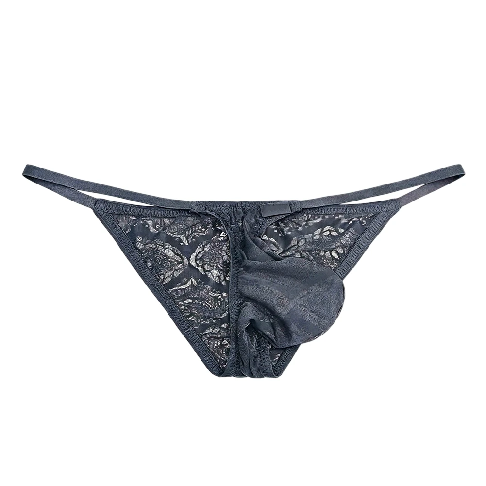 Men Lace Jacquard Brief Sheer Bulge Pouch Underwear Lightweight Erotic Underpant Sheer See-through Bulge Pouch Thin Panties