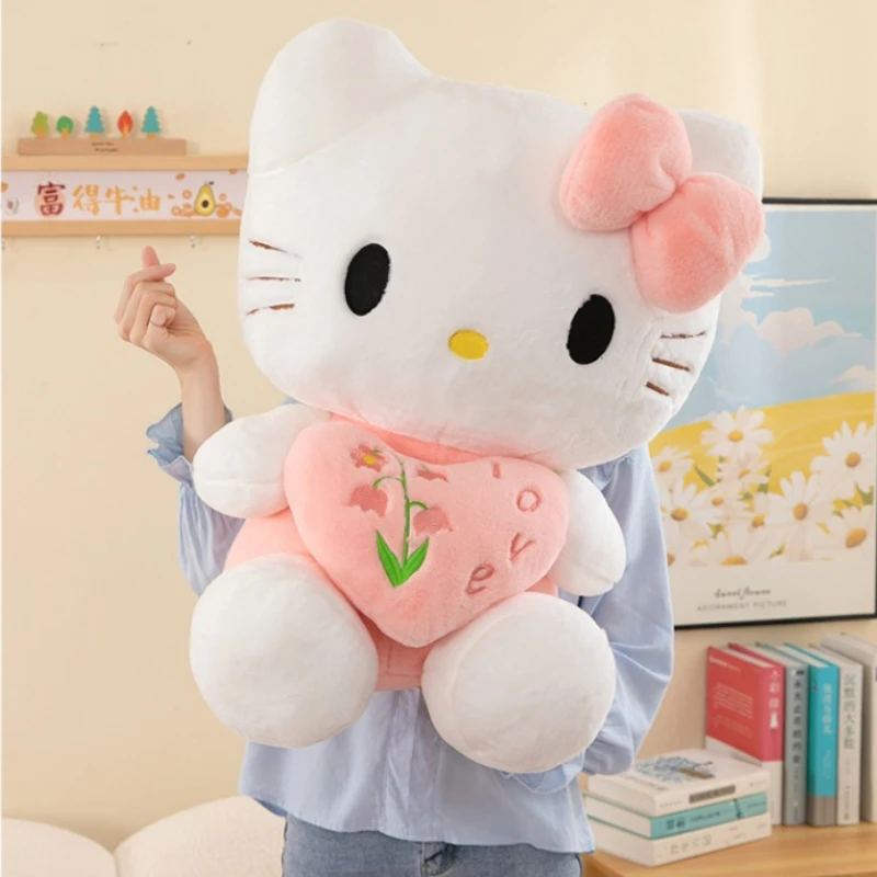 

65cm Big Size Heart Hugging Hello Kitty Plushies Stuffed Animal Toys Cute Heart Hugging Pillow Plush Toy Pillow Birthday Gift